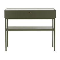 Contemporary sideboard table / metal / leather...
