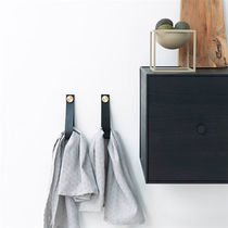 Contemporary coat hook / brass / leather...
