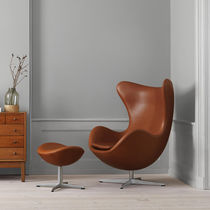 Contemporary armchair / fabric / leather...