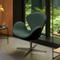 Contemporary armchair / fabric / leather...