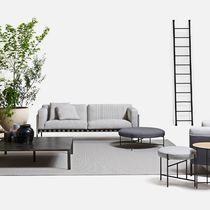 Contemporary sofa / gray / beige / fabric