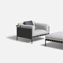 Contemporary armchair / fabric / teak /...