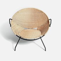 Contemporary armchair / wicker / painted...