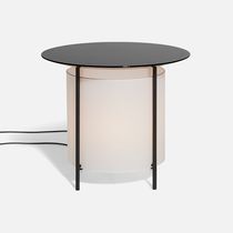 Contemporary side table / lava / metal base...
