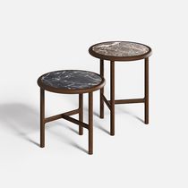 Contemporary side table / marble / ash base...