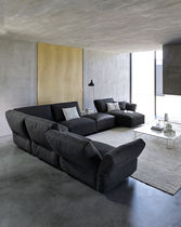 Modular sofa / contemporary / fabric / leather