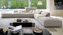 Modular sofa / contemporary / fabric / leather