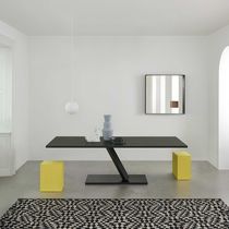Contemporary table / MDF / metal / steel...