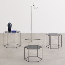 Contemporary side table / glass / sheet...