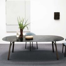 Contemporary table / walnut / MDF / ceramic