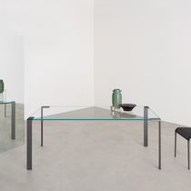 Contemporary table / glass / steel base...
