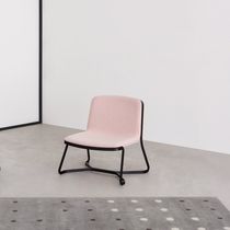 Contemporary fireside chair / fabric / leather...
