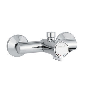 shower mixer tap / wall-mounted / chrome-plated brass / self-closing