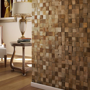 solid wood decorative panel / wall-mounted / 3D / mosaic look