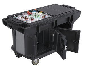 stainless steel prep table / on casters / with storage compartment / refrigerated