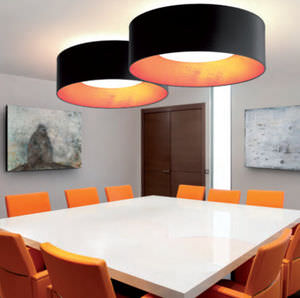 contemporary ceiling light / round / fabric / fluorescent