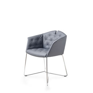 contemporary visitor armchair / fabric / leather / synthetic leather