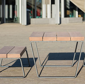 contemporary bench and table set