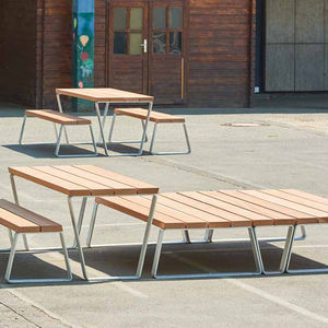contemporary table and bench set