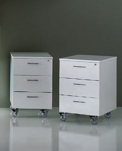 wooden office unit / 3-drawer / on casters