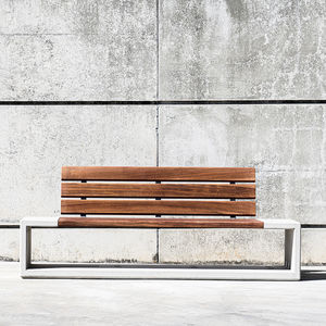 public bench / contemporary / concrete / wooden