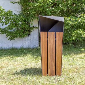 public trash can / iron / wooden / contemporary
