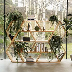 modular shelf / contemporary / oak / walnut