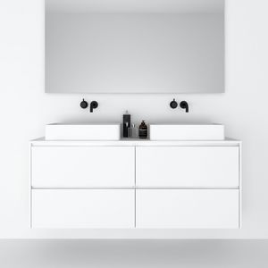 double washbasin cabinet / wall-hung / wooden / contemporary