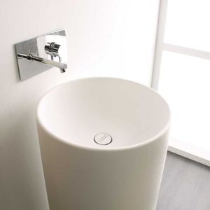 free-standing washbasin / round / Solid Surface / acrylic resin