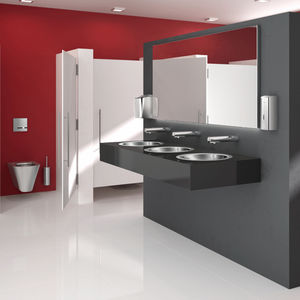 commercial soap dispenser / wall-mounted / stainless steel / polished stainless steel