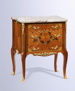 classic bedside table / rosewood / marble / square