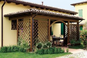 wall-mounted pergola / wooden / wooden canopy
