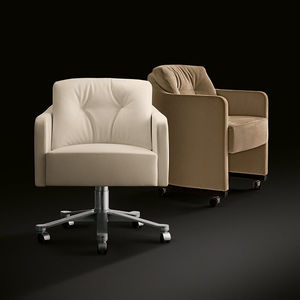 contemporary armchair / fabric / leather / swivel