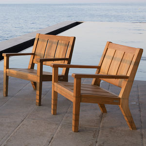 contemporary armchair / teak / garden