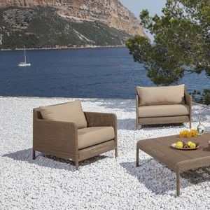 contemporary armchair / resin wicker / garden