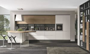 contemporary kitchen / wooden / lacquered / matte