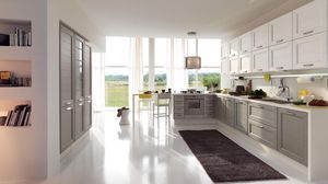 traditional kitchen / solid wood / with handles