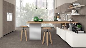 contemporary kitchen / wooden / aluminum / handleless