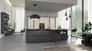 contemporary kitchen / wooden / aluminum / island