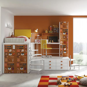 orange children's bedroom furniture set / melamine / anodized aluminum / unisex