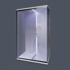 multi-function shower cubicle / glass / chrome / rectangular