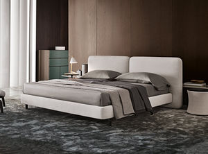 double bed / contemporary / upholstered / leather