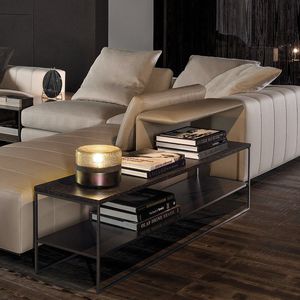 contemporary side table / MDF / metal / iron
