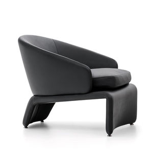 contemporary armchair / fabric / leather / polyurethane foam