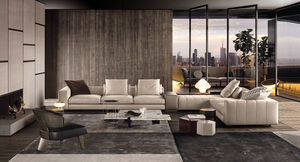 modular sofa / contemporary / fabric / leather