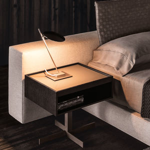contemporary bedside table / oak / MDF / metal base