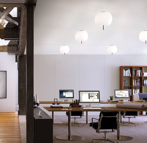 contemporary ceiling light / round / blown glass / metal