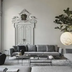 Contemporary sofa - HOLLOW - B&B Italia - fabric / leather / with