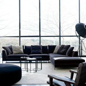 Contemporary sofa - HOLLOW - B&B Italia - fabric / leather / with