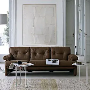 Contemporary sofa - HOLLOW - B&B Italia - fabric / leather / with
